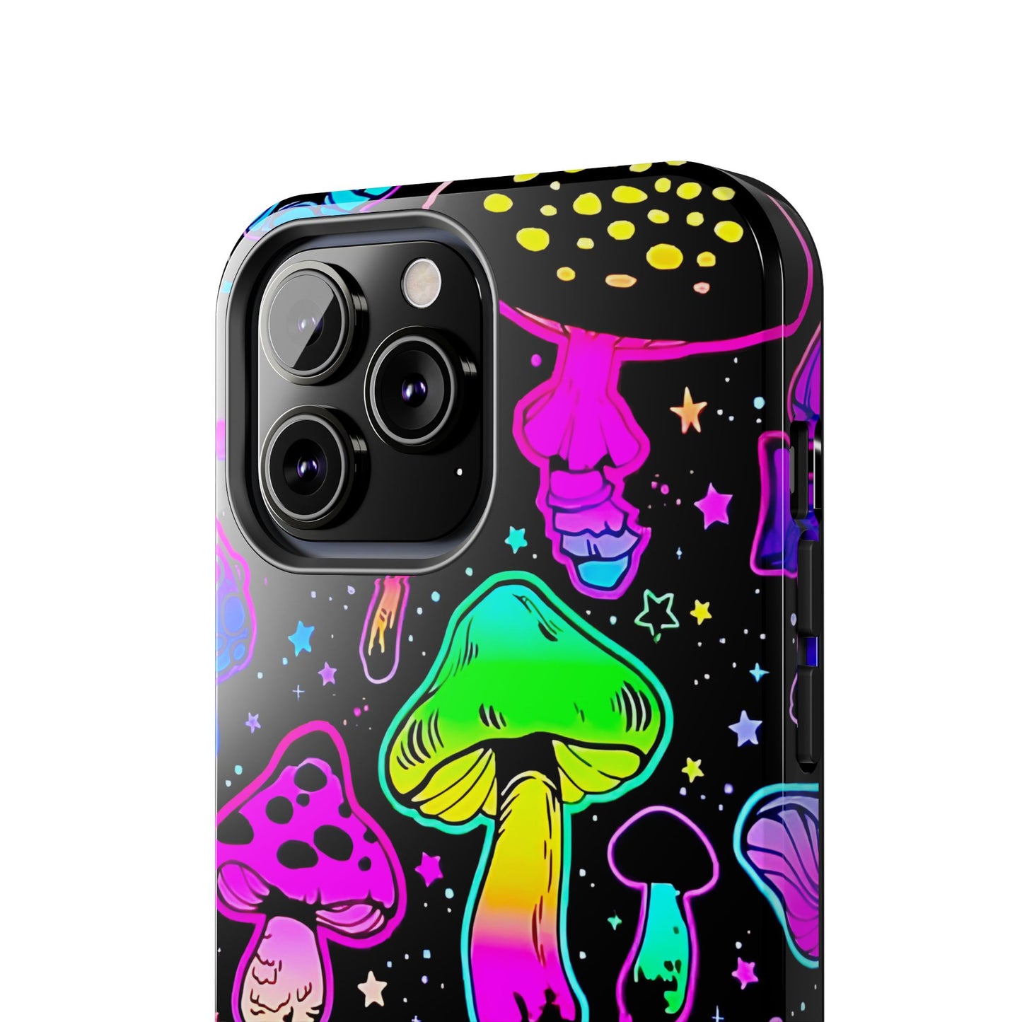 Apple iPhone (13-15 Pro Max) Shrooms Tough Phone Cases, Bright Coloruul Mushrooms