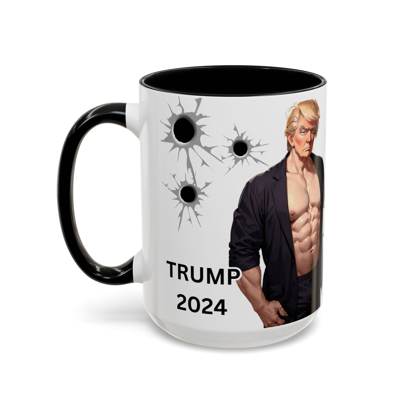 Trump 2024 Funny "Sippin' on Coffee & Bullets" Accent Coffee Mug (11,15oz)