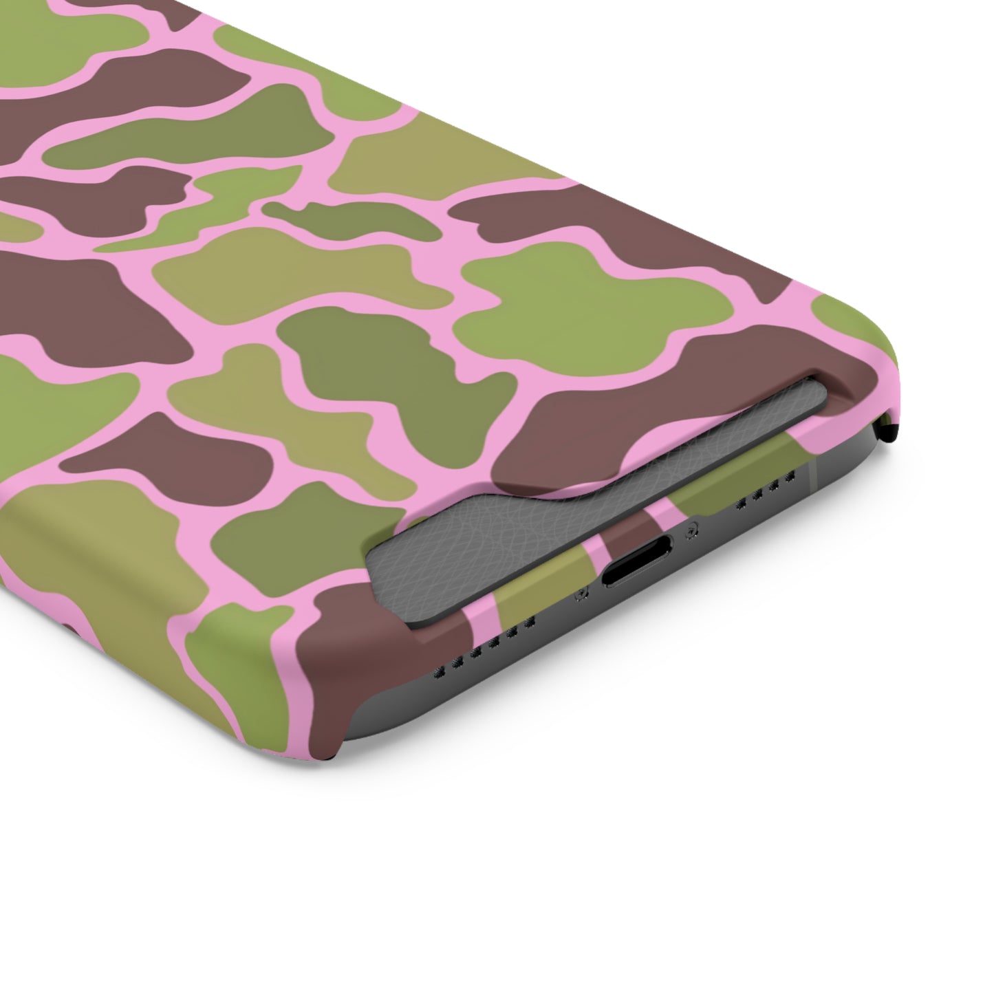 Camouflage/ Pink Phone Case With Card Holder iPhone/ Android