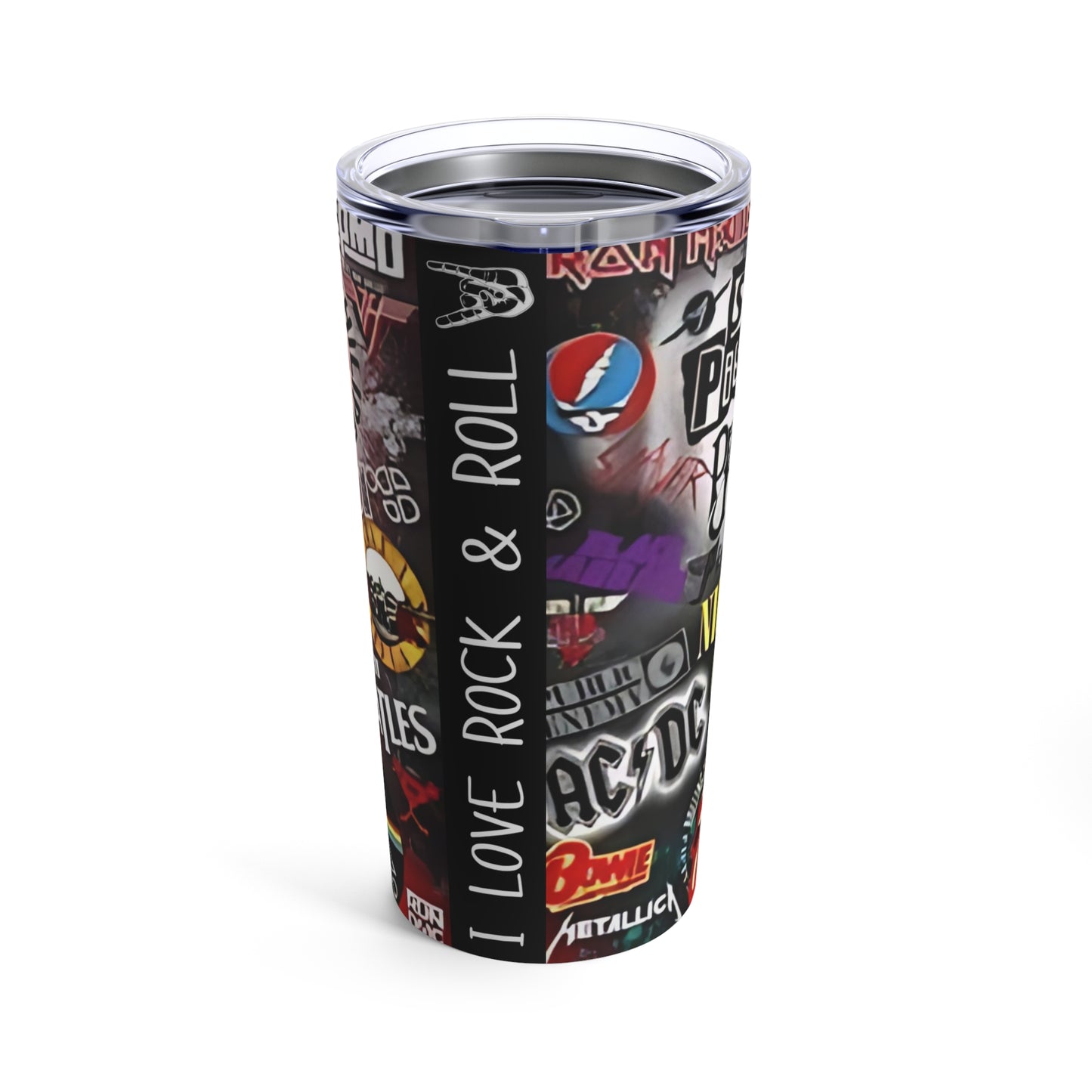 'Old Rock Bands' logos Stain-less Steel Tumbler 20oz NEW AC/DC, Nirvana, etc..