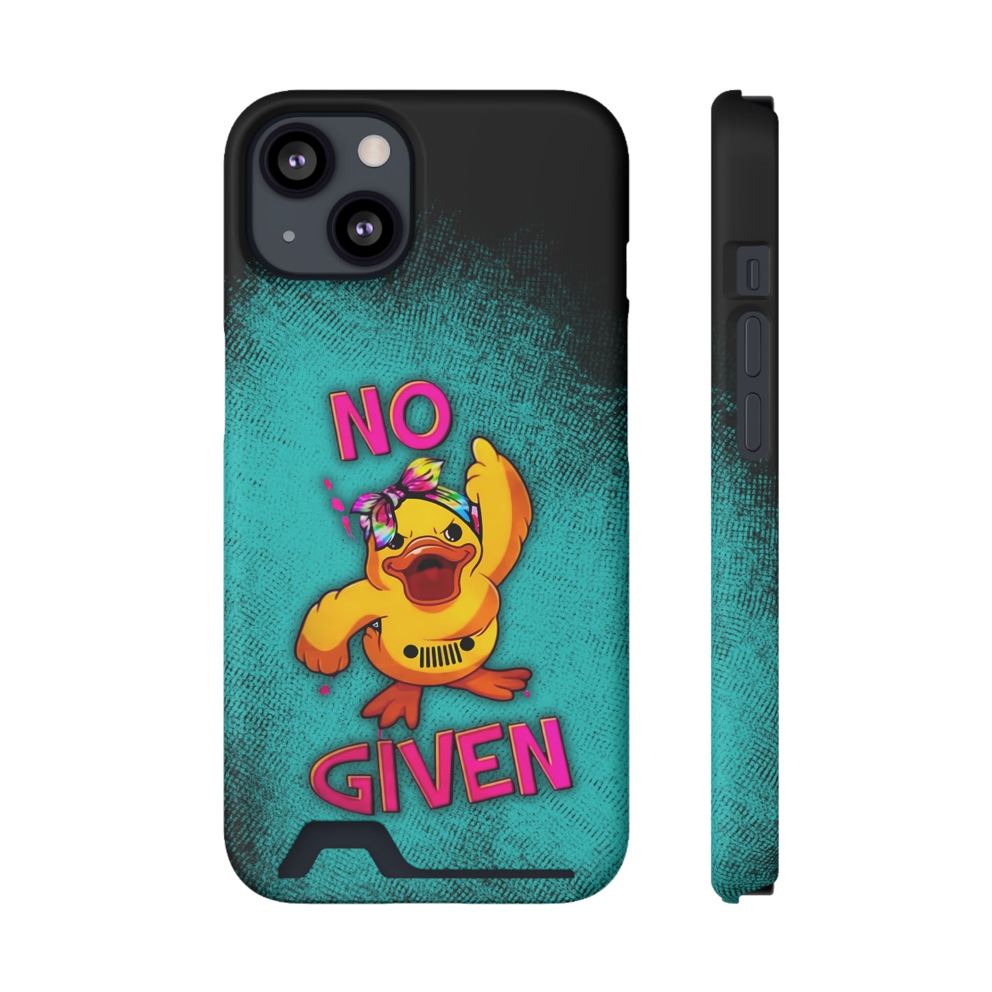 Jeep Duck, "No F Given", Phone Case With Card Holder (iPhone & Android)