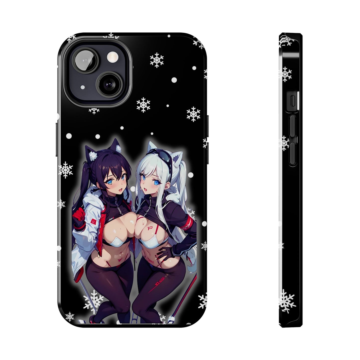 Apple iPhone (13-15 Pro Max) Tough Phone Case, Sexy Anime Girls Snow Skiing, New