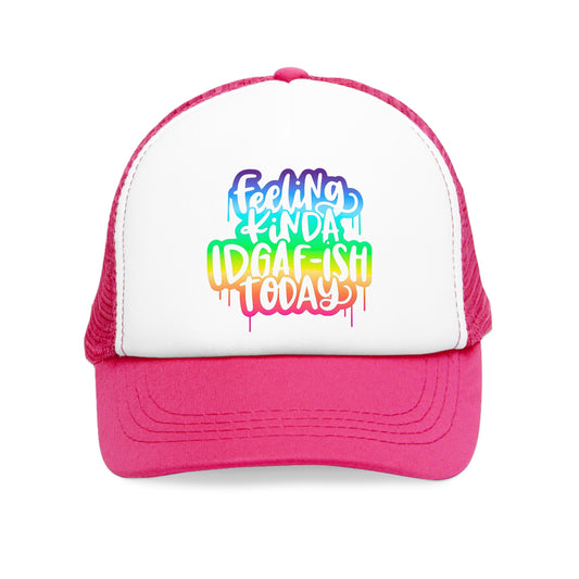 Adjustable Snap-Back Mesh Cap, "Idgaf-ish Today", Bright, Colorful PINK Hat