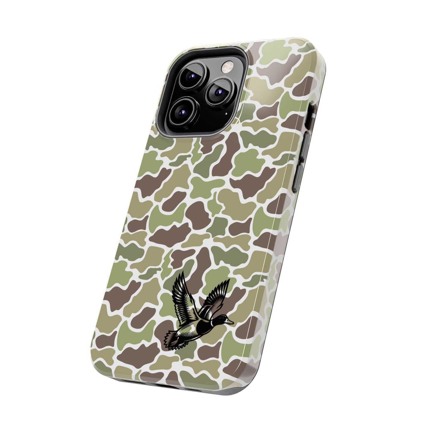 Apple iPhone (13-15 Pro Max) Old School Camouflage, Mallard Bird Tough Phone Cases