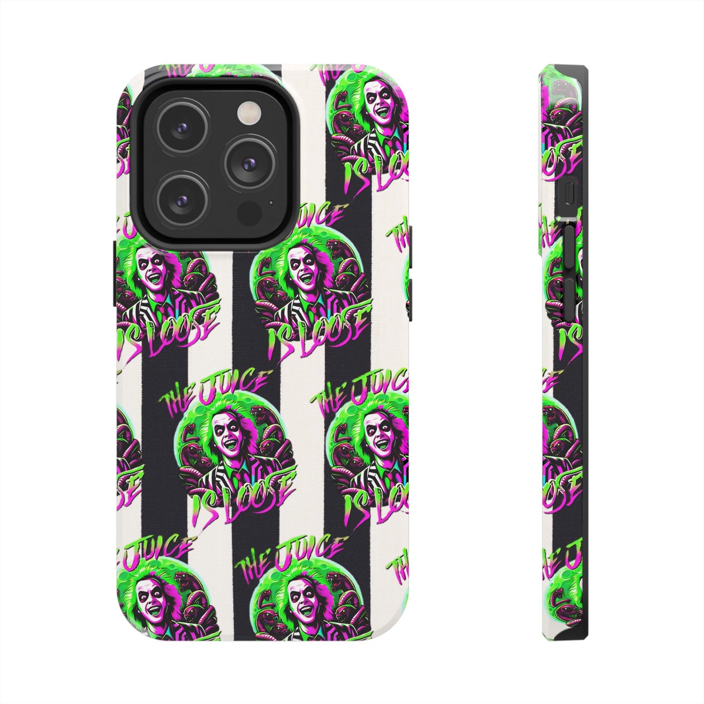 Apple iPhone Tough Phone Case (13-15 Pro Max), Beetle Juice, "The Juice Is Loose"