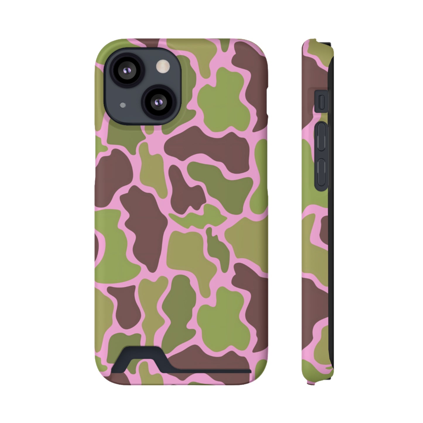 Camouflage/ Pink Phone Case With Card Holder iPhone/ Android