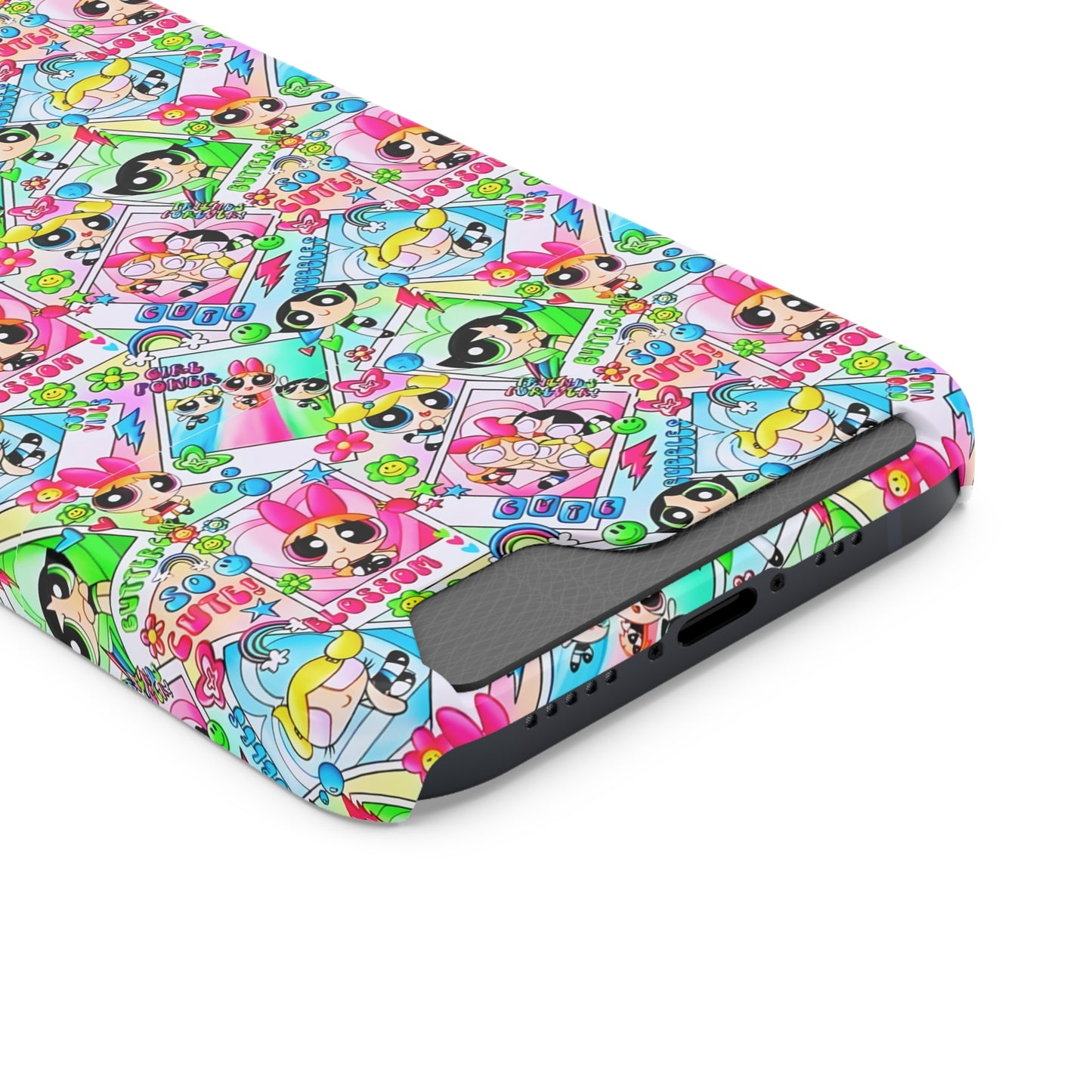 Stylish Power Puff Girls, Phone Case With Card Holder