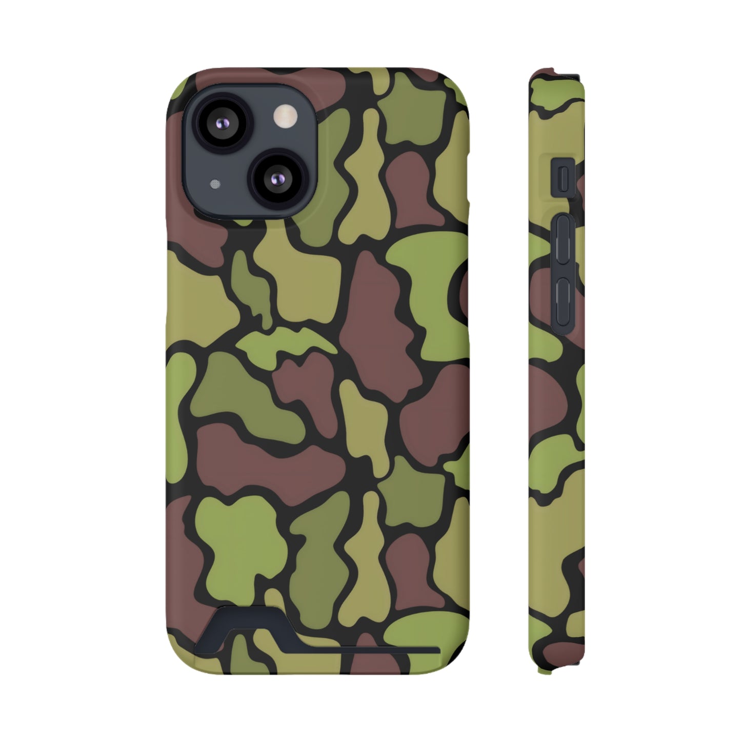 Stylish Camouflage/ Black Phone Case With Card Holder, iPhone, Android