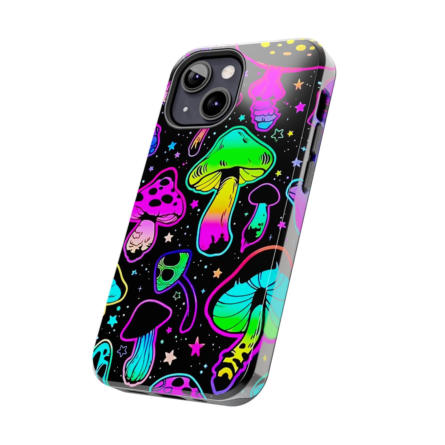 Apple iPhone (13-15 Pro Max) Shrooms Tough Phone Cases, Bright Coloruul Mushrooms