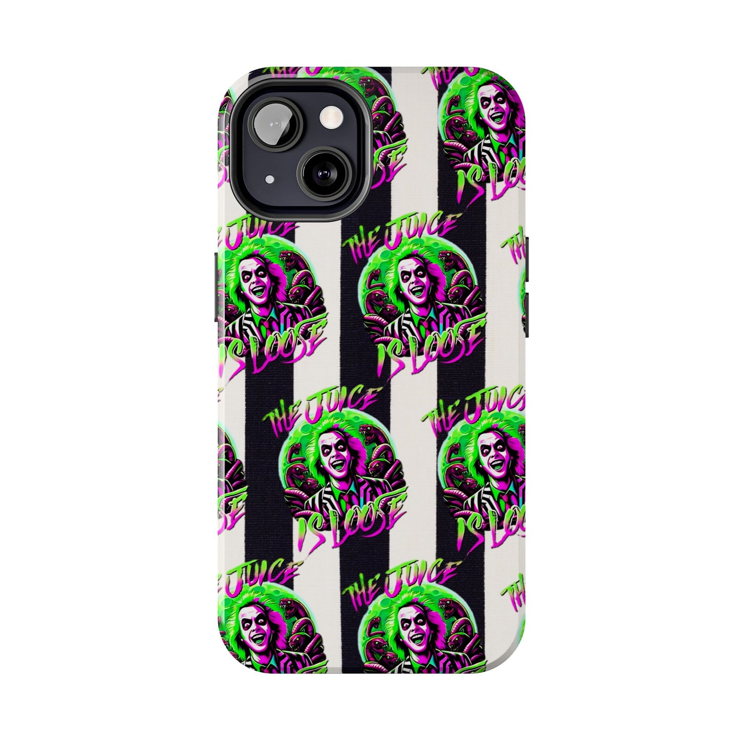 Apple iPhone Tough Phone Case (13-15 Pro Max), Beetle Juice, "The Juice Is Loose"