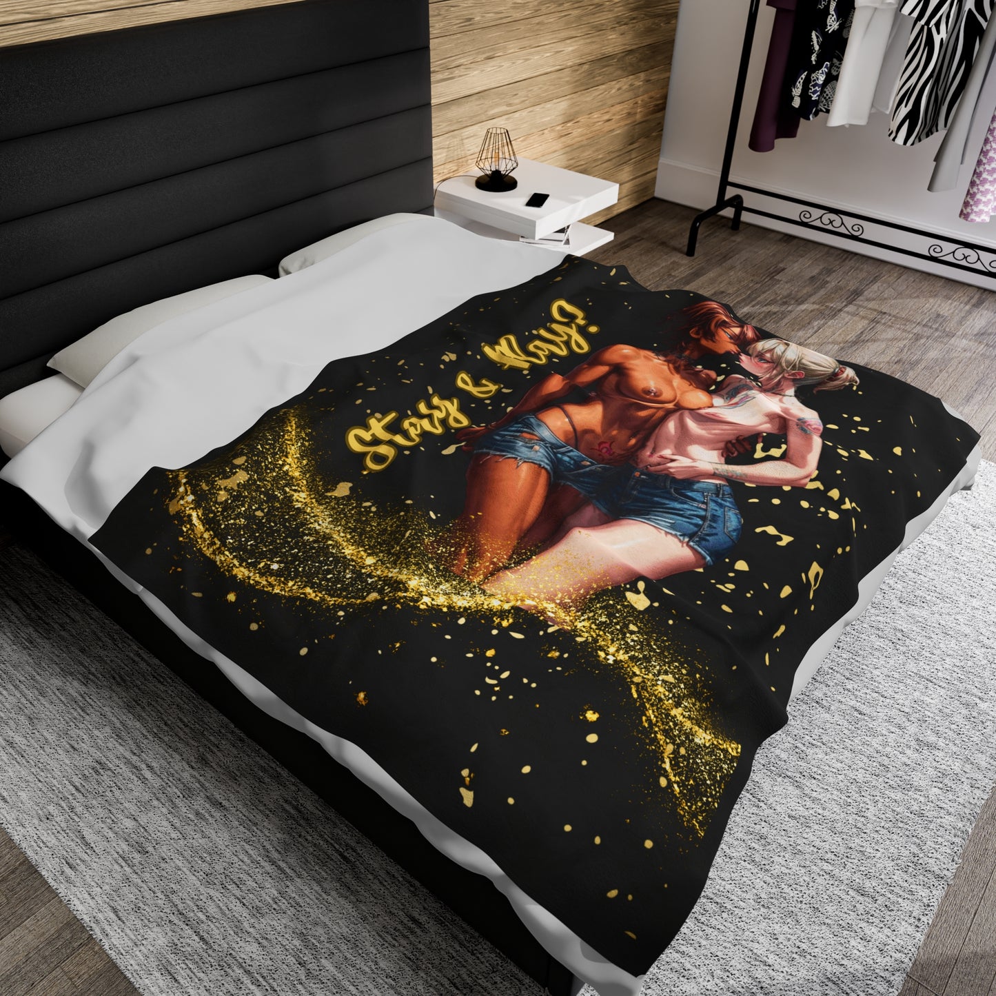 Anime Adult Uncensored sexy Interracial Graphic Large Plush Blanket 60x80