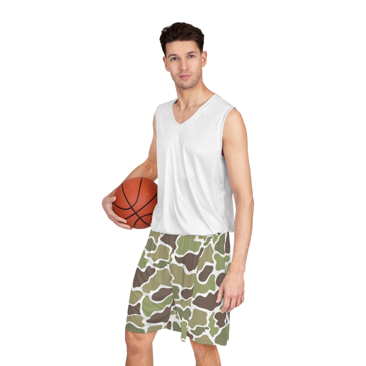 Men's Old School Stylish Camo, Basketball Shorts, Mallard Duck