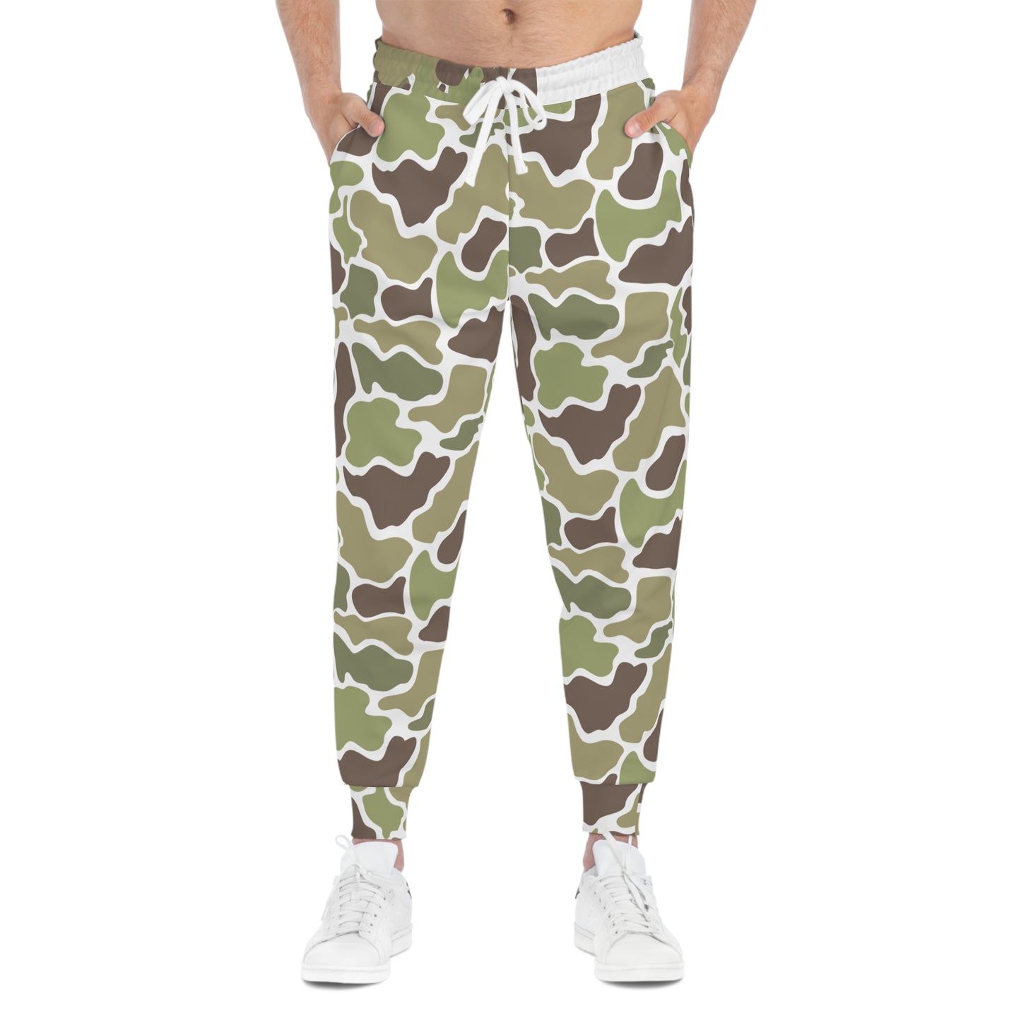 Men's Athletic Jogger Pants, Old School Camouflage, Mallard Bird, Comfortable