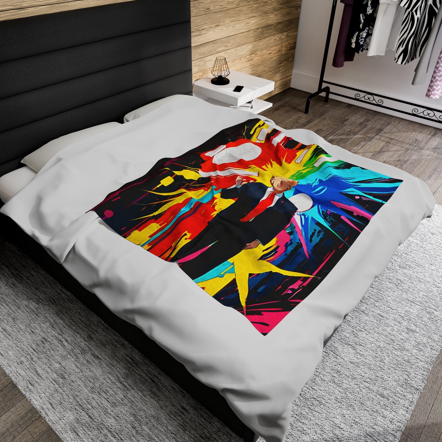 Trump Inspired Bright Abstract Anime Velveteen Plush Blanket Throw (50x60)