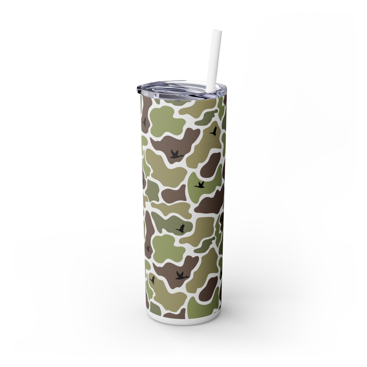 Camouflage/ Mallard Duck Skinny Tumbler with Straw, 20oz New Popular