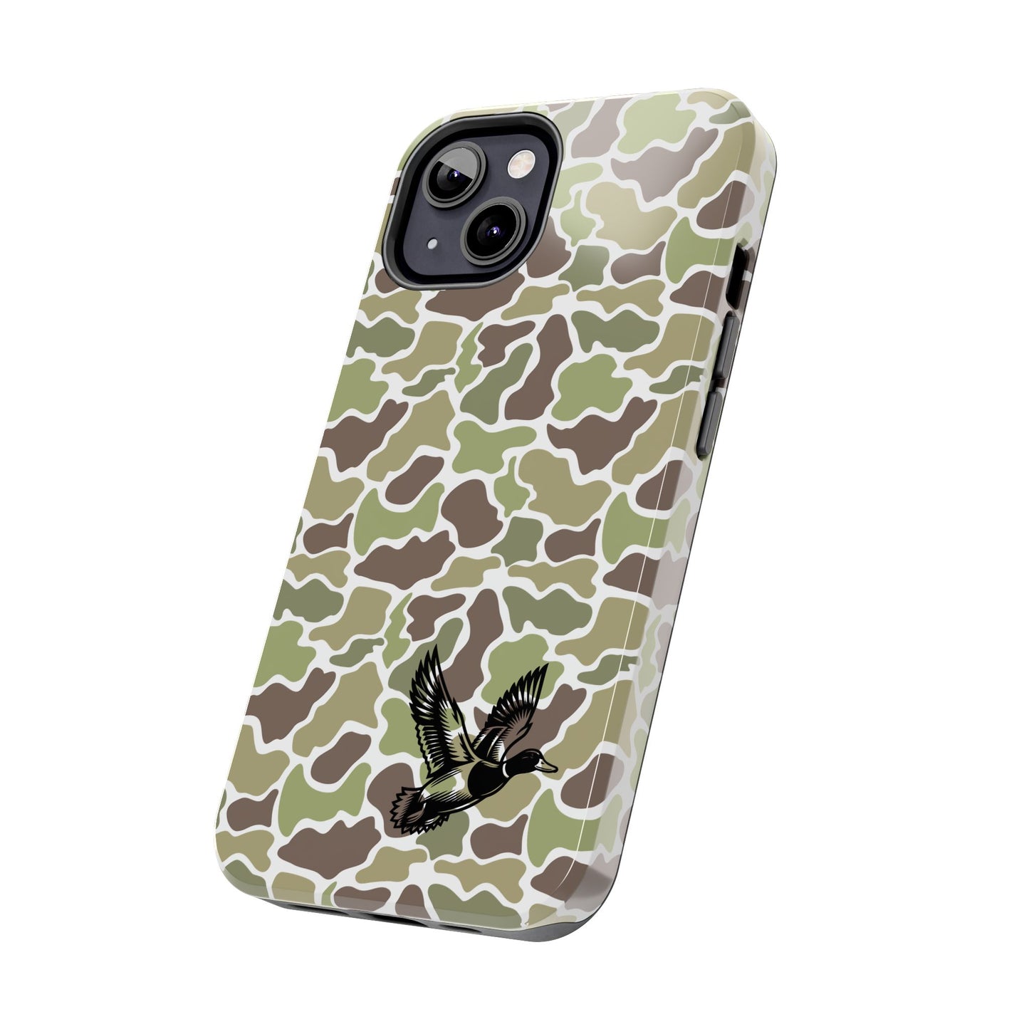 Apple iPhone (13-15 Pro Max) Old School Camouflage, Mallard Bird Tough Phone Cases