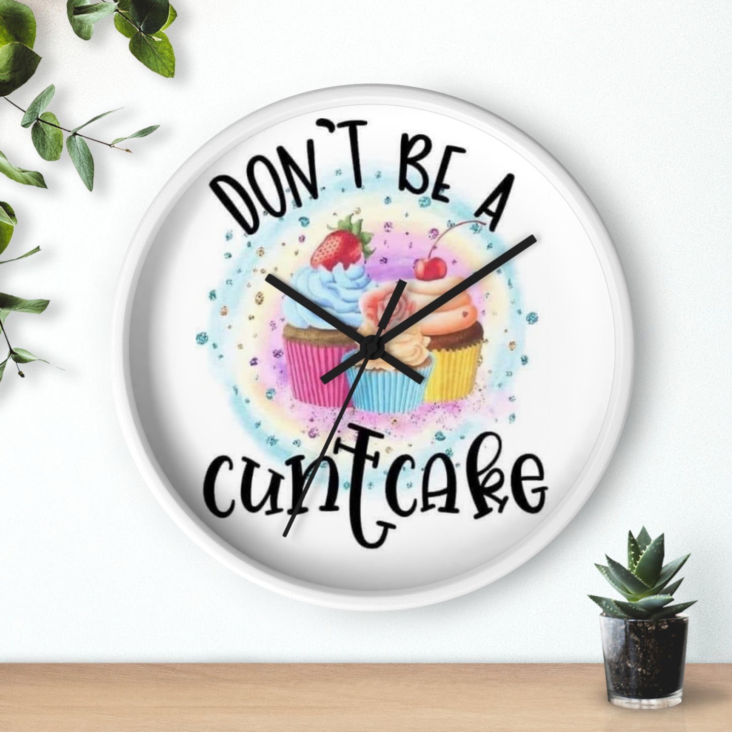 "Dont Be a CuntCake" Funny Cupcake kitchen Wall Clock Colorful