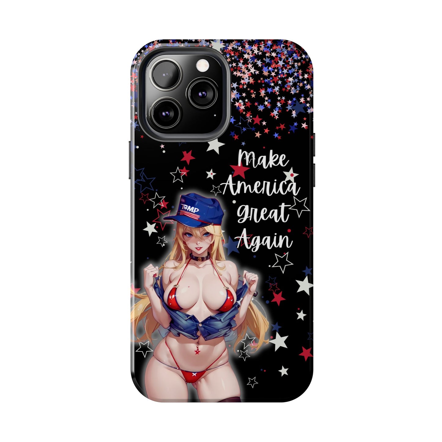 Apple iPhone, Tough Phone Case (13-15 Pro Max) Sexy Trumo Girl MAGA, New