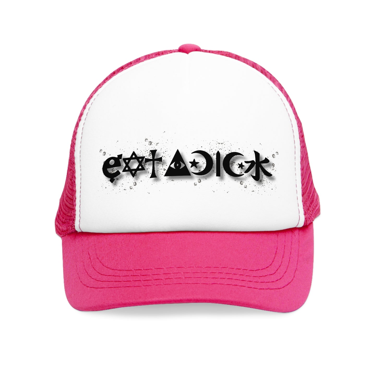 Snap-Back Mesh Cap, "Eat a D..." Witchy Vibes, Goth, Black/ Pink