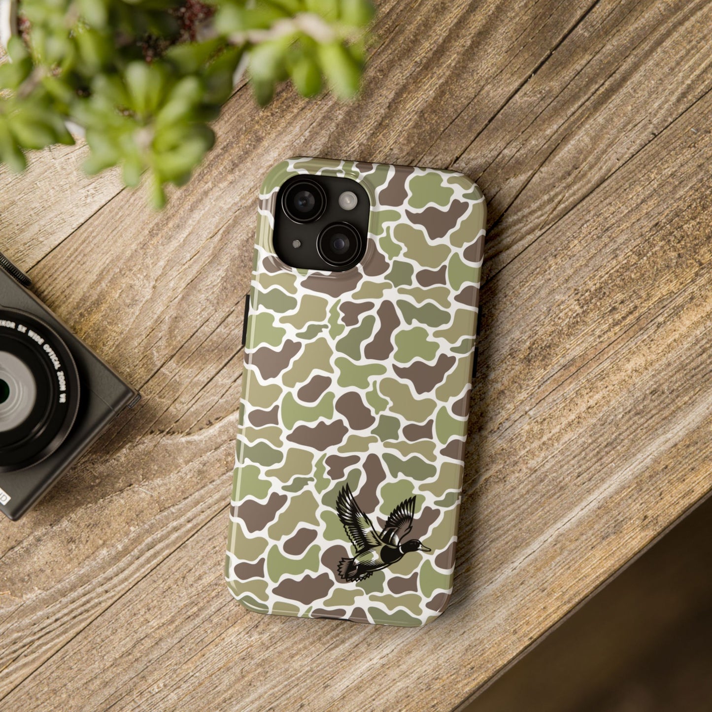 Apple iPhone (13-15 Pro Max) Old School Camouflage, Mallard Bird Tough Phone Cases