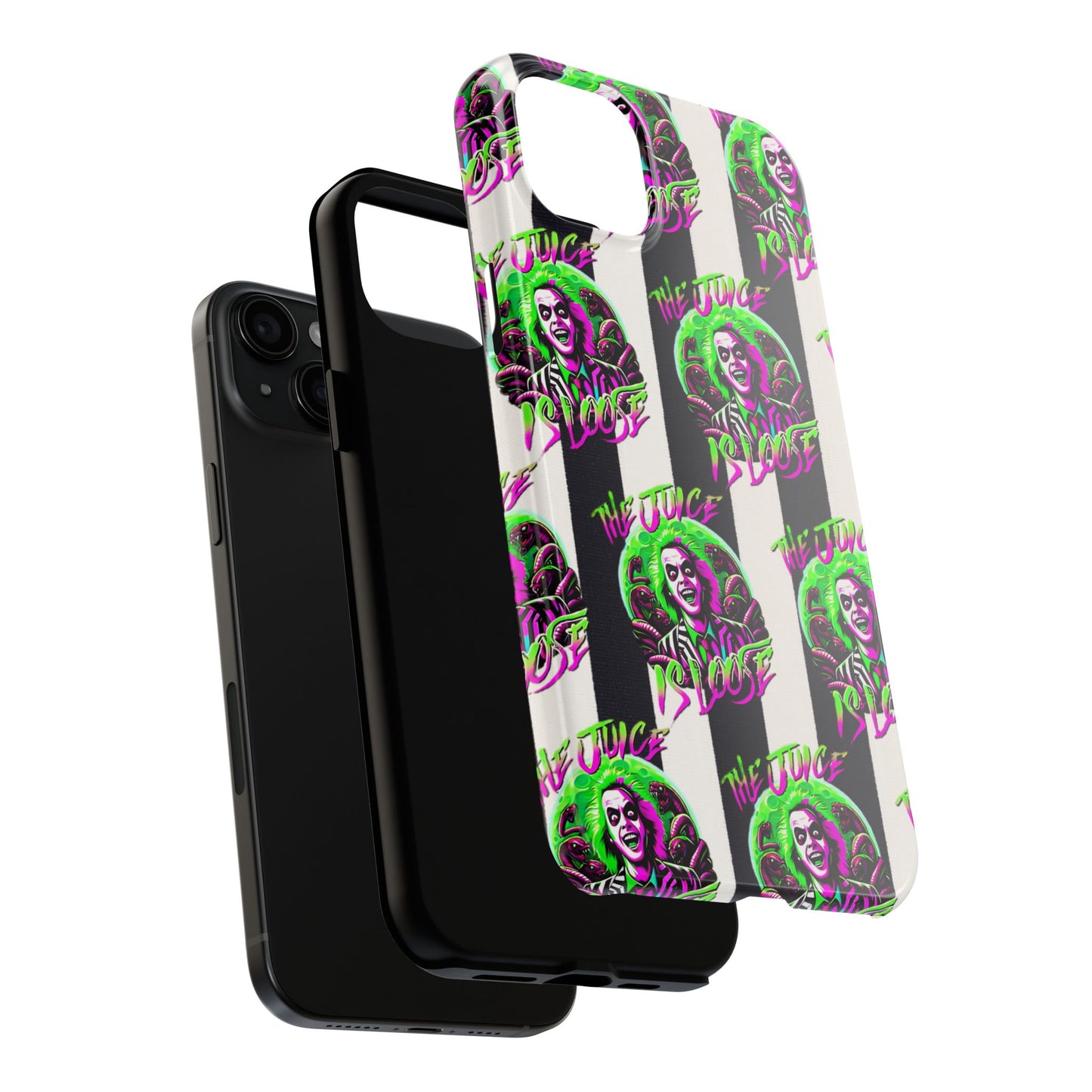 Apple iPhone Tough Phone Case (13-15 Pro Max), Beetle Juice, "The Juice Is Loose"