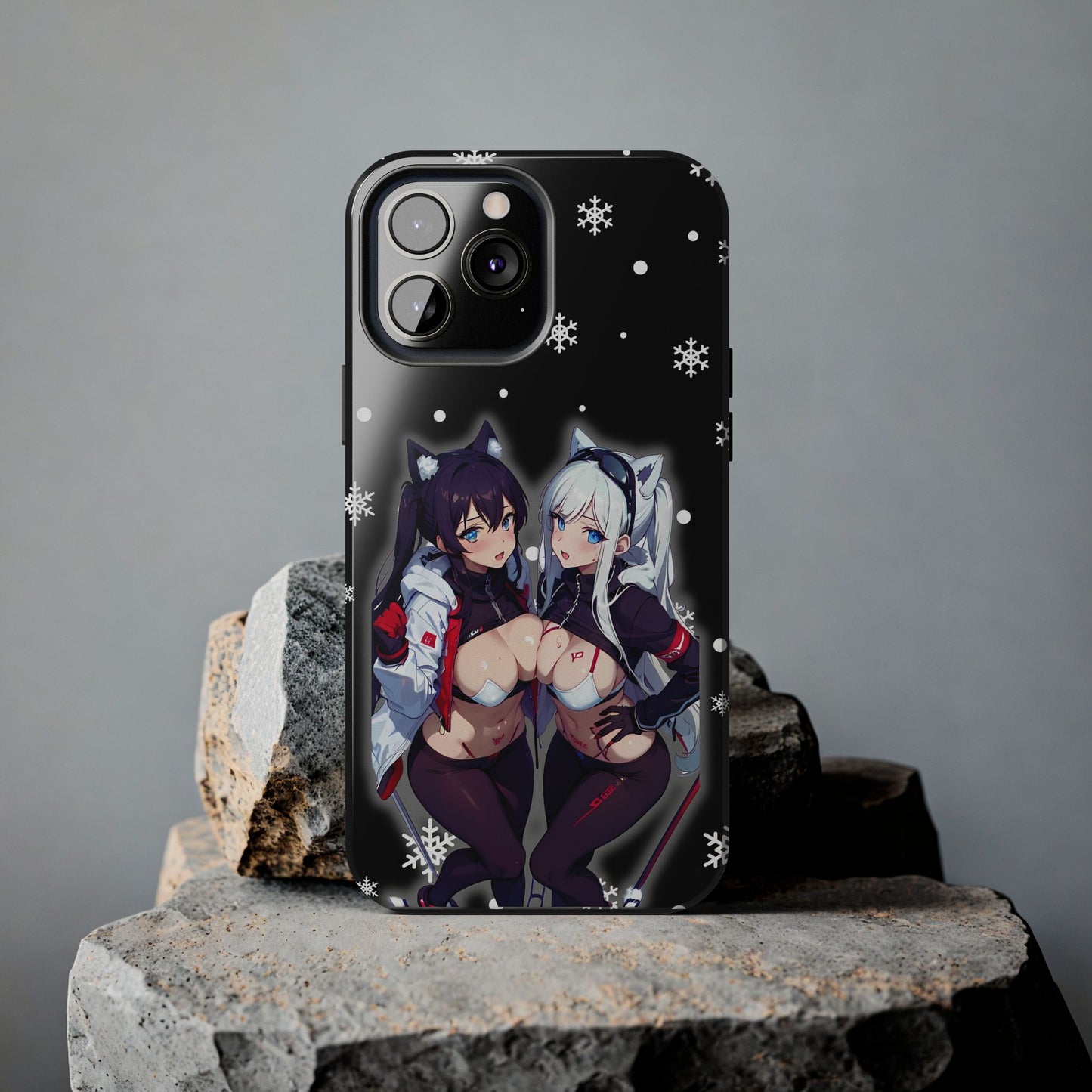 Apple iPhone (13-15 Pro Max) Tough Phone Case, Sexy Anime Girls Snow Skiing, New