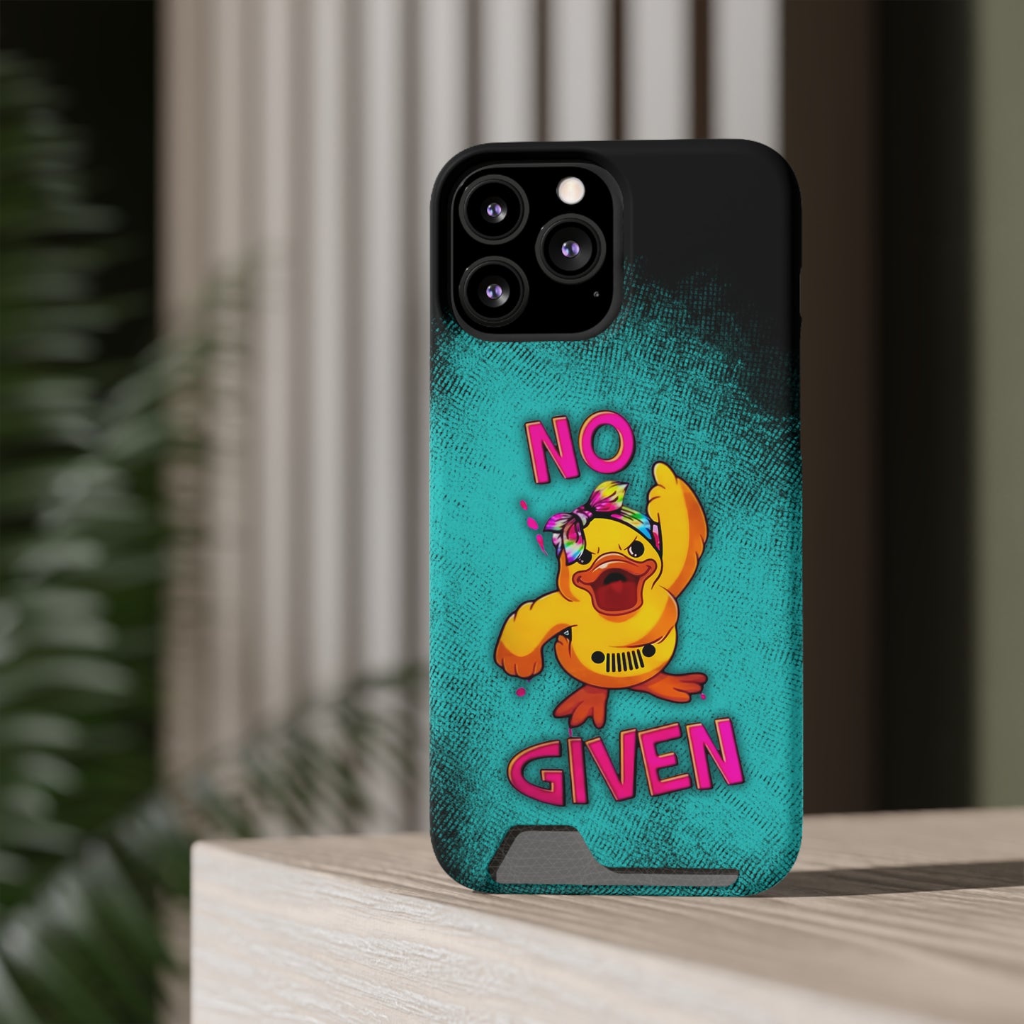 Jeep Duck, "No F Given", Phone Case With Card Holder (iPhone & Android)