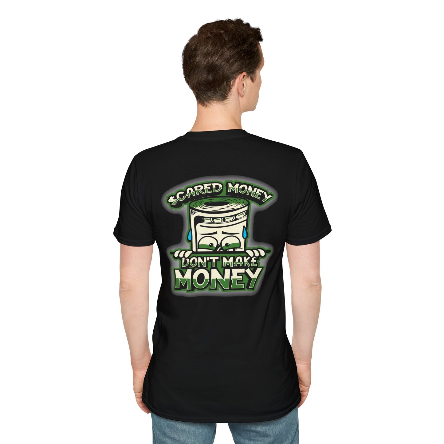 Unisex Softstyle Tee, "Scared Money Don't Make Money" T-shirt, Black NEW