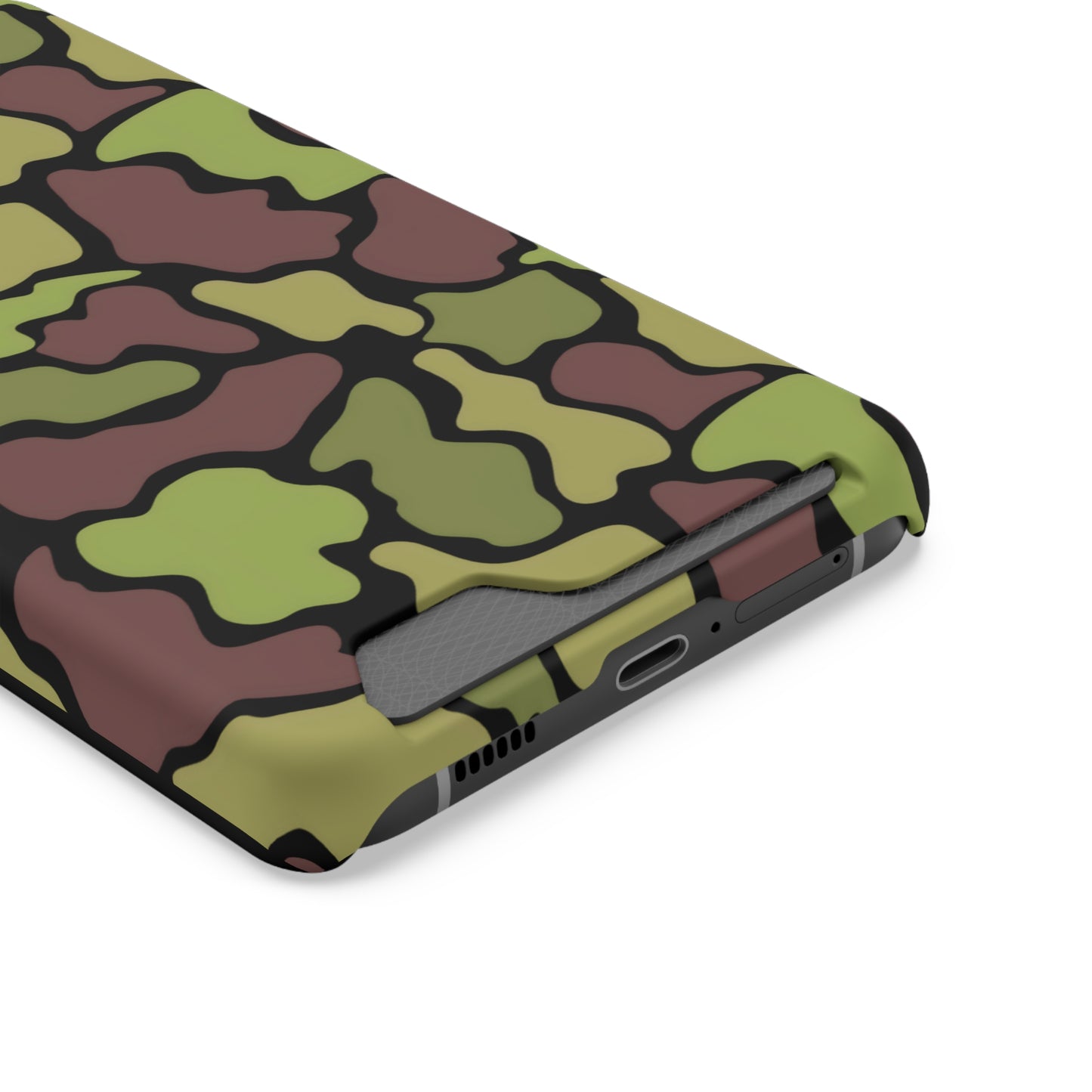 Stylish Camouflage/ Black Phone Case With Card Holder, iPhone, Android