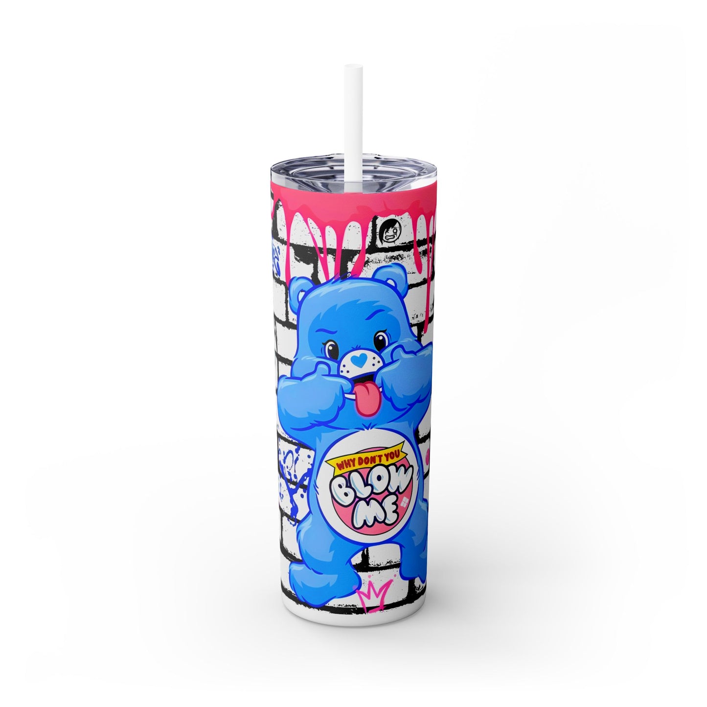 Care Bear "Blow Me", Skinny 20oz Stainless Steel Tumbler