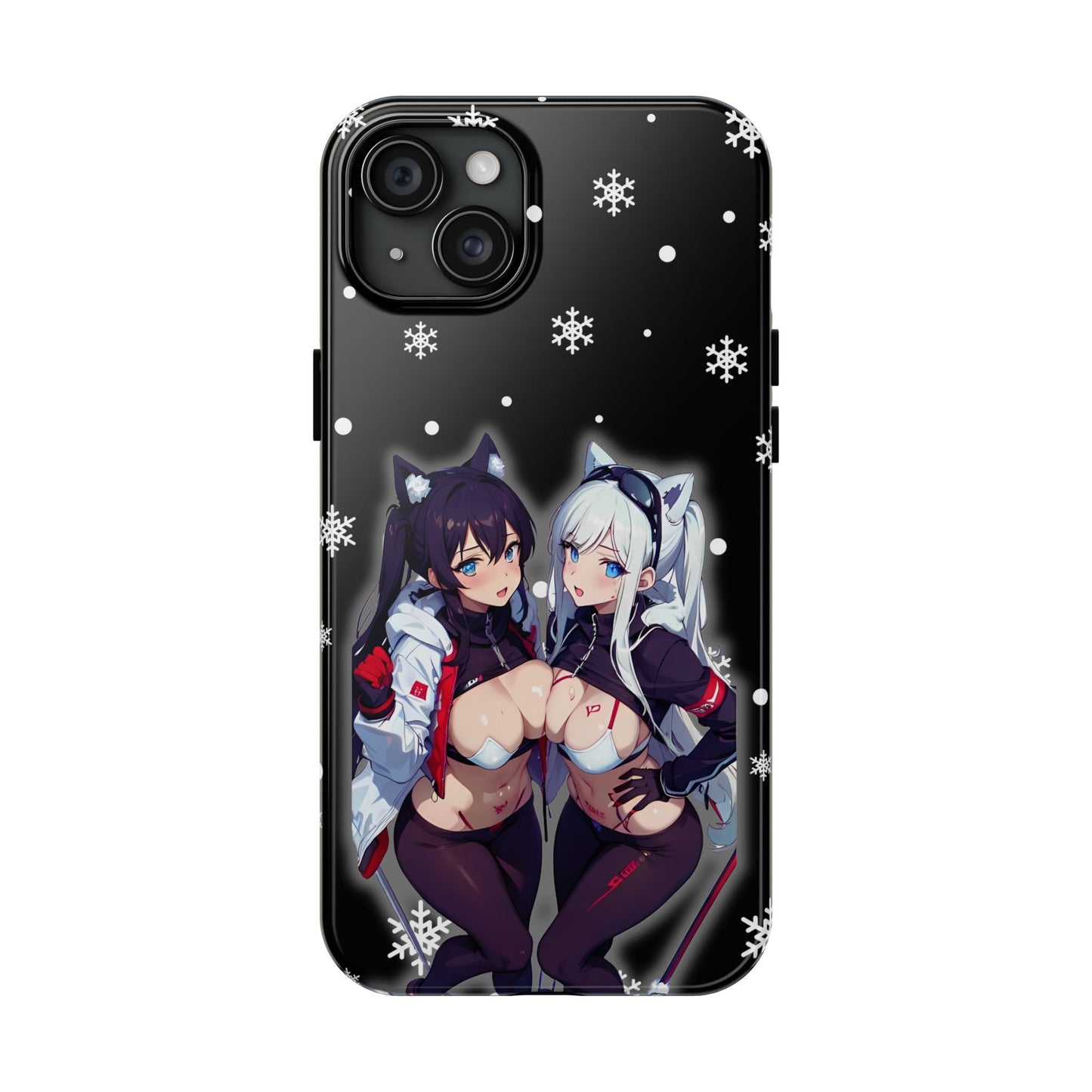 Apple iPhone (13-15 Pro Max) Tough Phone Case, Sexy Anime Girls Snow Skiing, New