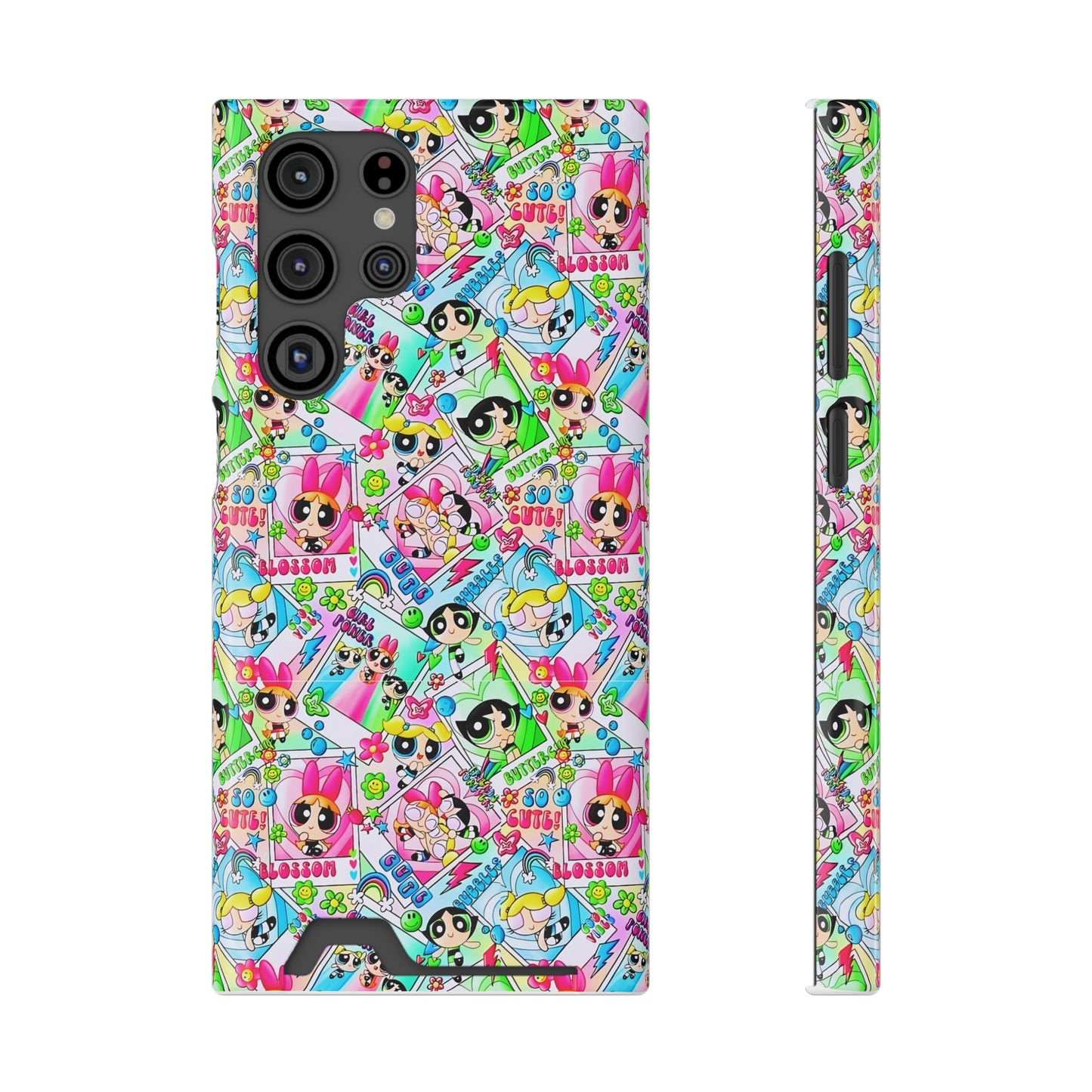 Stylish Power Puff Girls, Phone Case With Card Holder