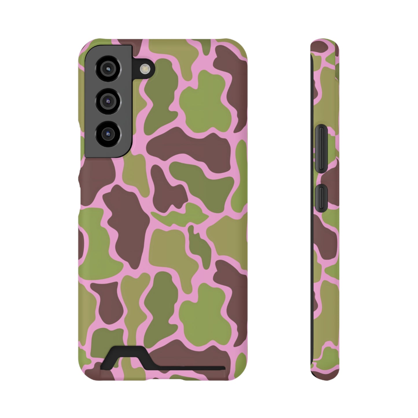 Camouflage/ Pink Phone Case With Card Holder iPhone/ Android