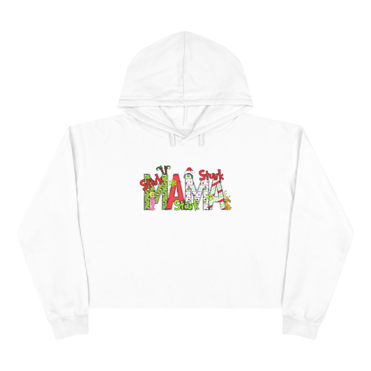 Mama Grinch Personalized Kid Name Crop Top Hoodie (1-6 Names)