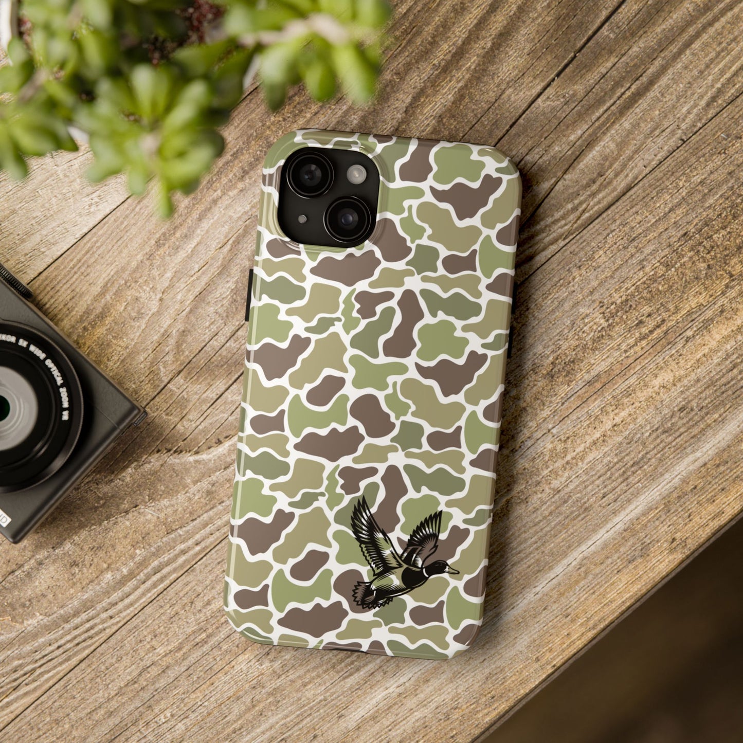 Apple iPhone (13-15 Pro Max) Old School Camouflage, Mallard Bird Tough Phone Cases