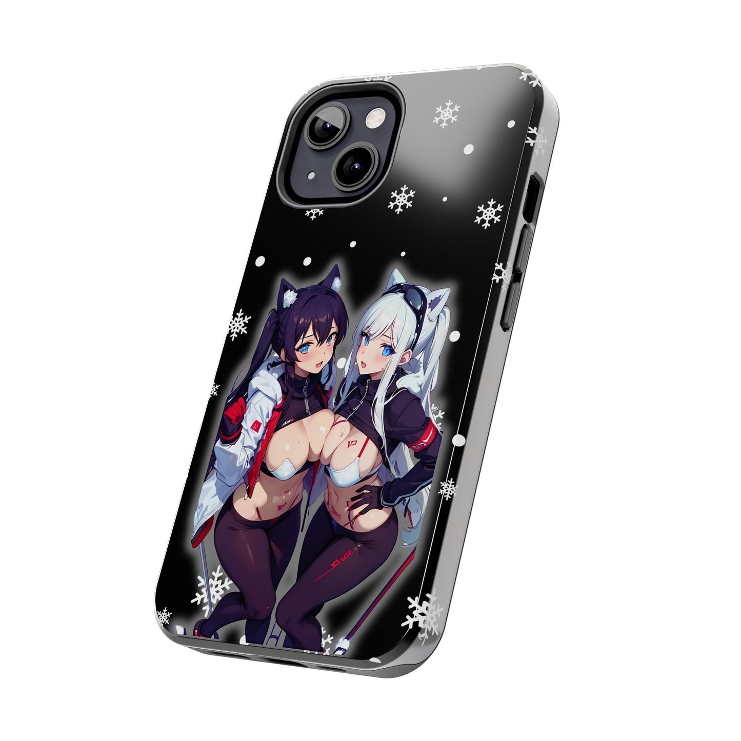 Apple iPhone (13-15 Pro Max) Tough Phone Case, Sexy Anime Girls Snow Skiing, New