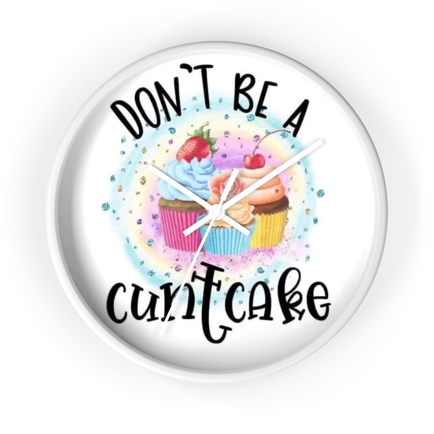 "Dont Be a CuntCake" Funny Cupcake kitchen Wall Clock Colorful