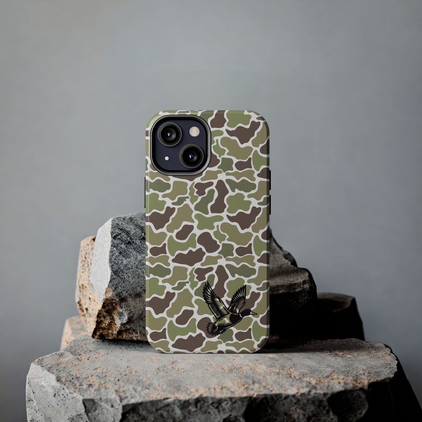 Apple iPhone (13-15 Pro Max) Old School Camouflage, Mallard Bird Tough Phone Cases