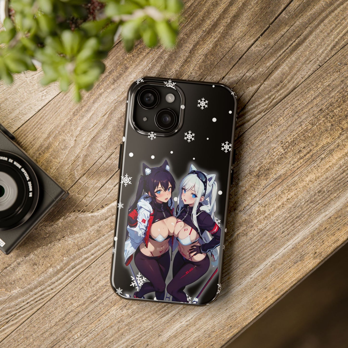 Apple iPhone (13-15 Pro Max) Tough Phone Case, Sexy Anime Girls Snow Skiing, New