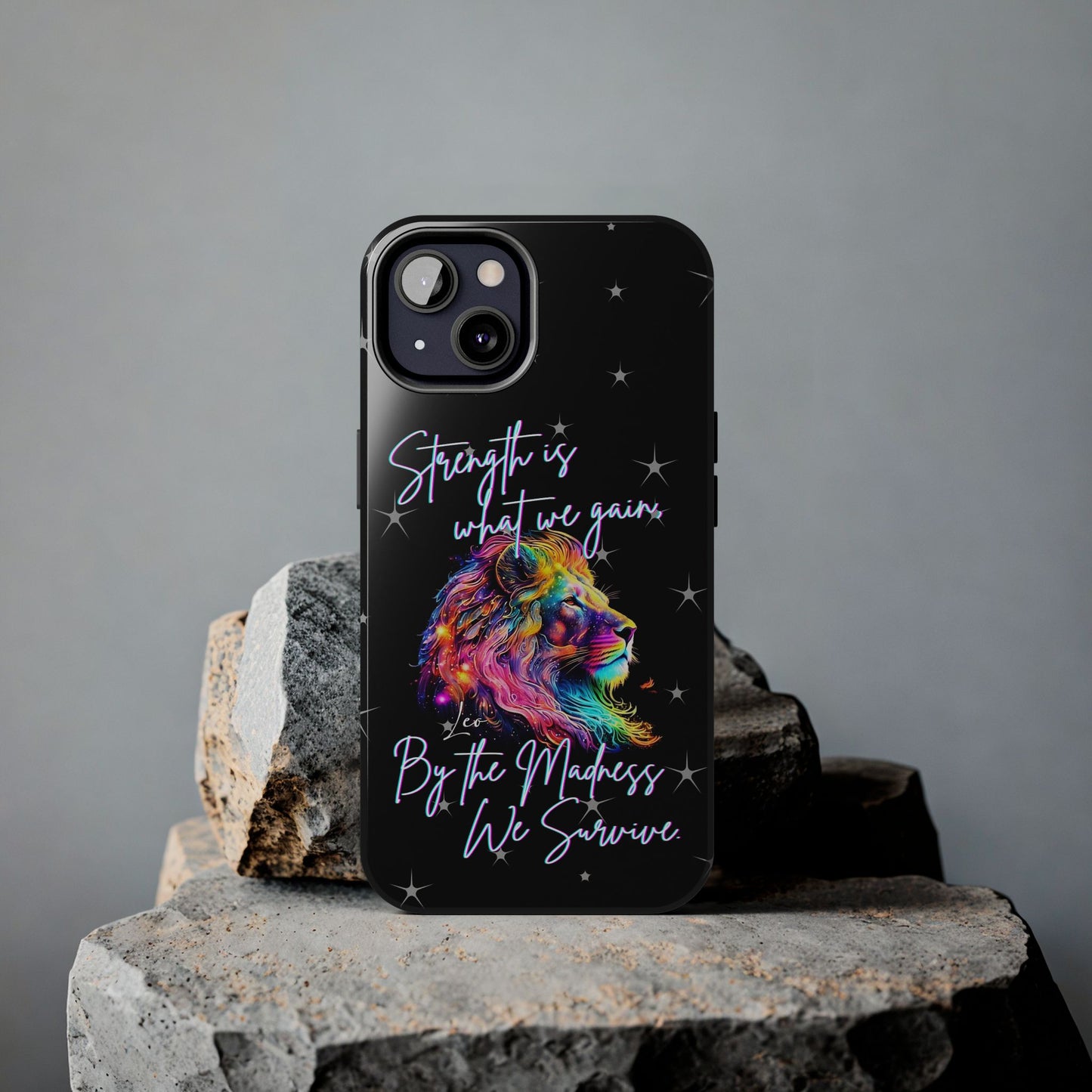 Apple iPhone (13-15 Pro Max) Tough Phone Cases, Leo "Strength is what we gain..."