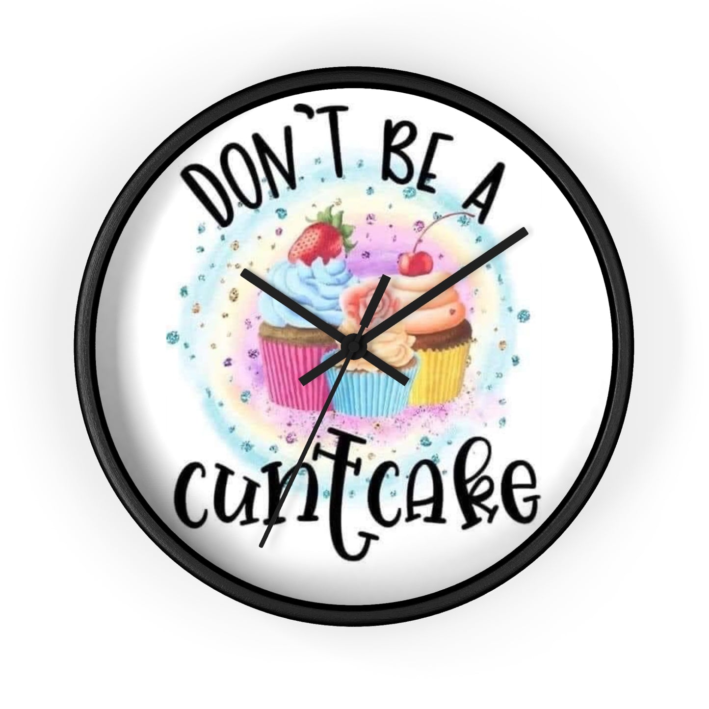 "Dont Be a CuntCake" Funny Cupcake kitchen Wall Clock Colorful