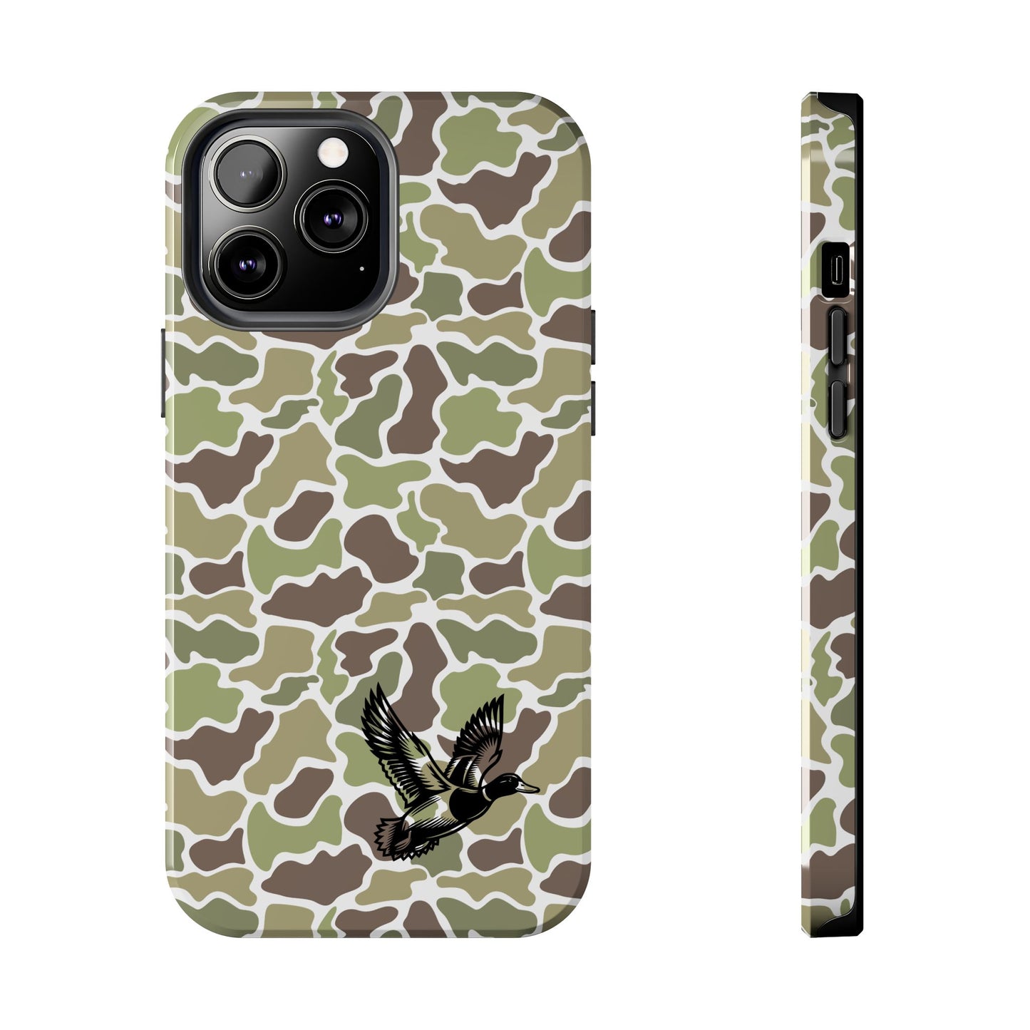 Apple iPhone (13-15 Pro Max) Old School Camouflage, Mallard Bird Tough Phone Cases