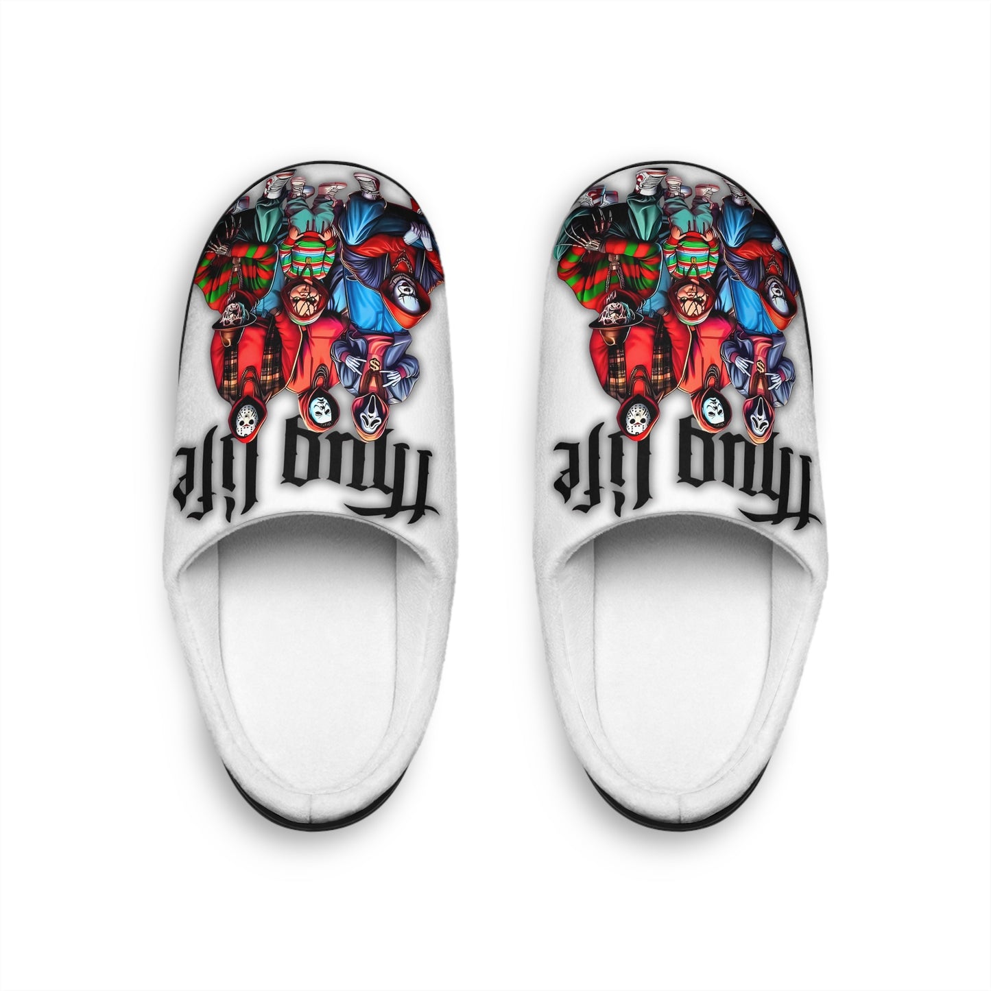 Men's Indoor Slippers/ Comfy, Soft Bedroom Shoes, Halloween, "Thug Life"