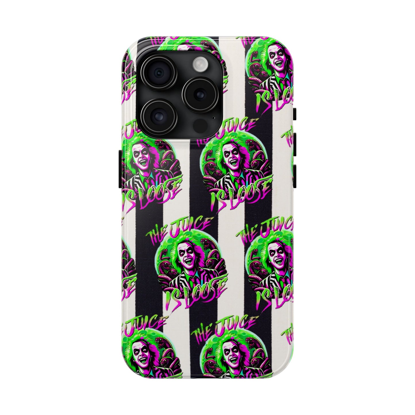 Apple iPhone Tough Phone Case (13-15 Pro Max), Beetle Juice, "The Juice Is Loose"