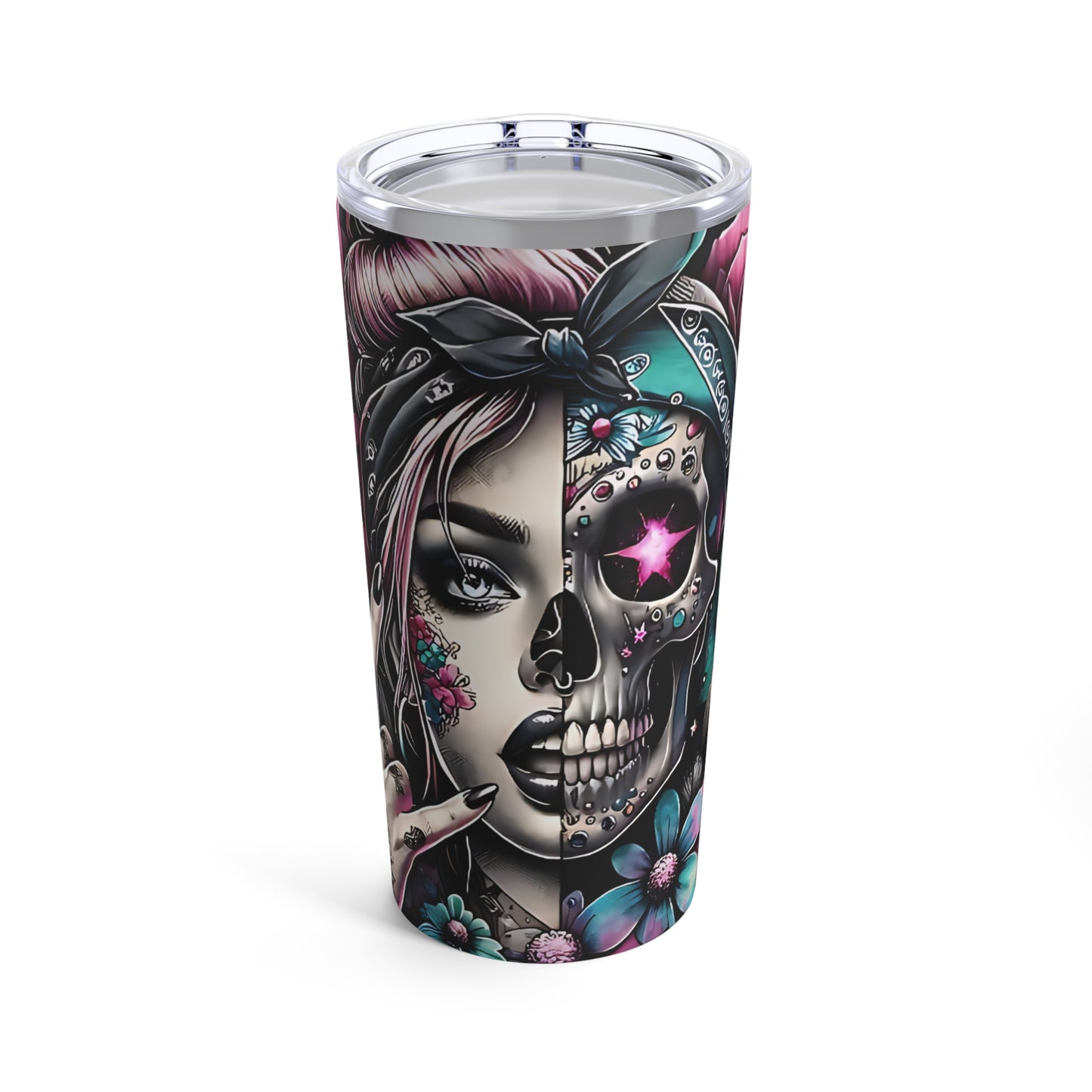 Pretty Goth Girl/ Skull Head, Punk Rock, Stainless-Steel 20oz Tumbler