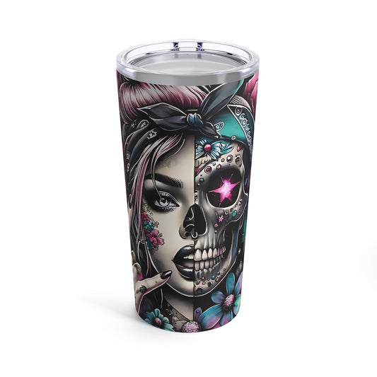 Pretty Goth Girl/ Skull Head, Punk Rock, Stainless-Steel 20oz Tumbler