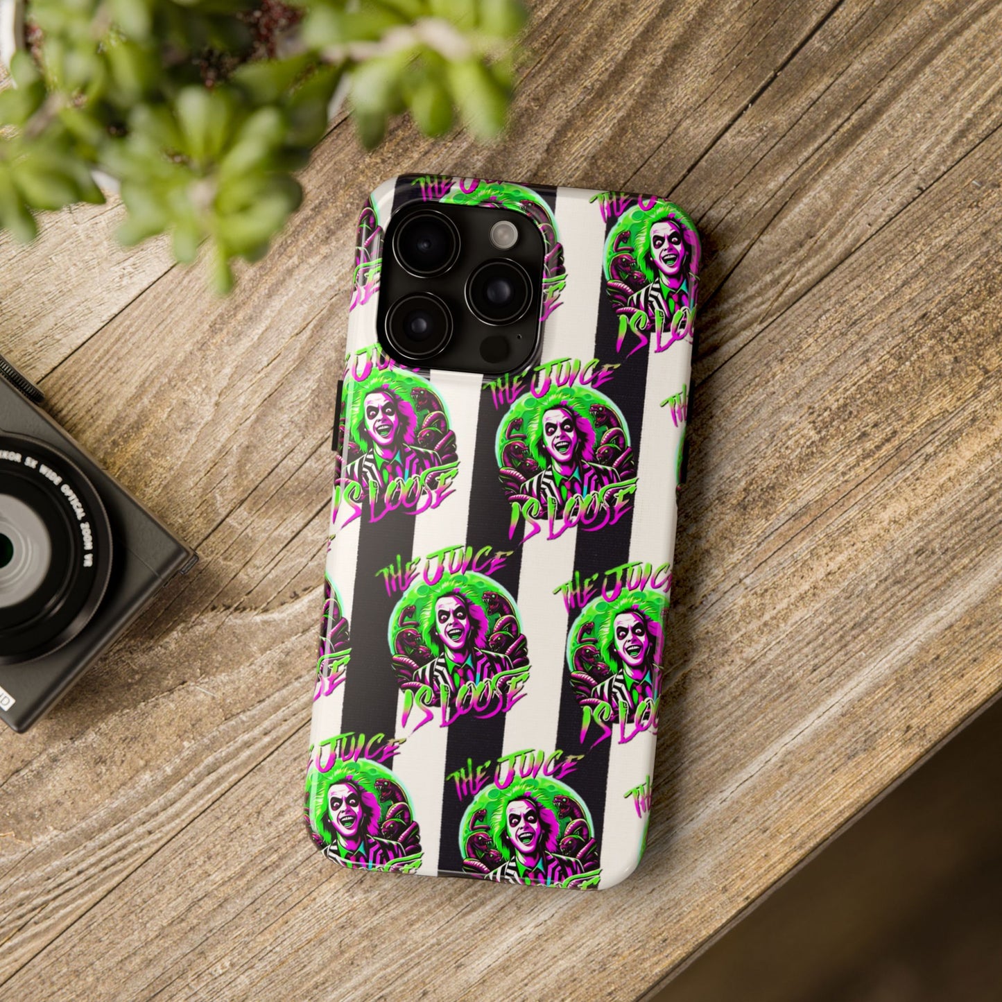 Apple iPhone Tough Phone Case (13-15 Pro Max), Beetle Juice, "The Juice Is Loose"