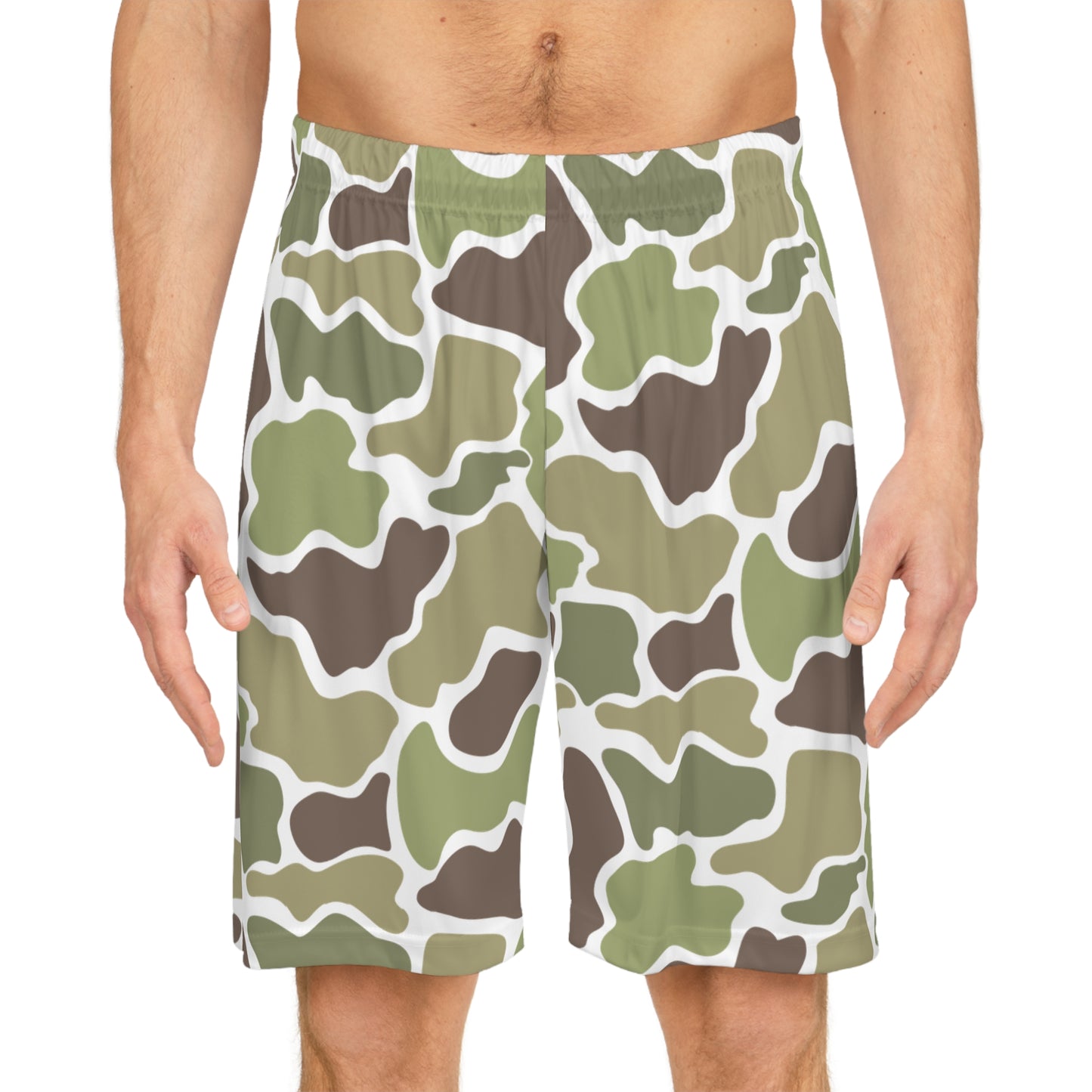 Men's Old School Stylish Camo, Basketball Shorts, Mallard Duck