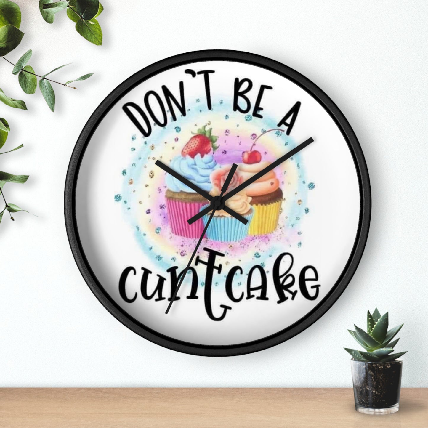 "Dont Be a CuntCake" Funny Cupcake kitchen Wall Clock Colorful