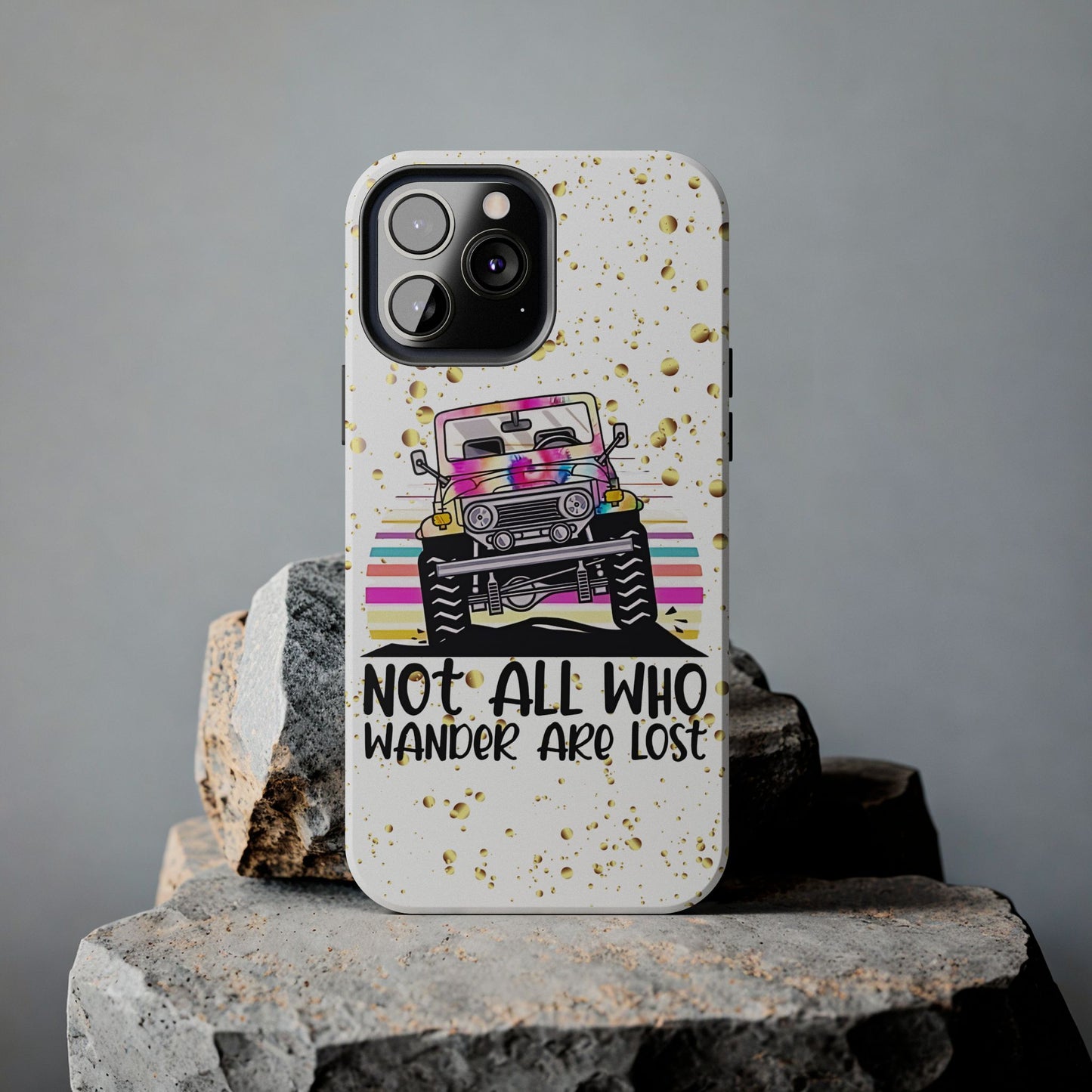 Apple iPhone, Tough Phone Case (13-15 Pro Max) JEEP, " Not All Who Wander..."